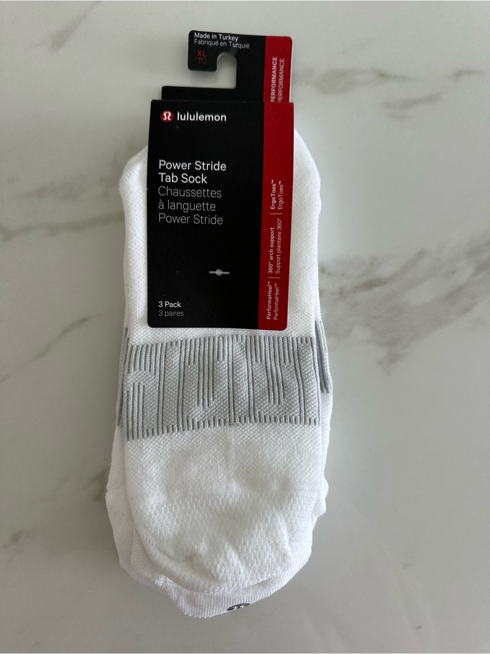 lululemon Power Stride Tab Socks - White with Gray Accents